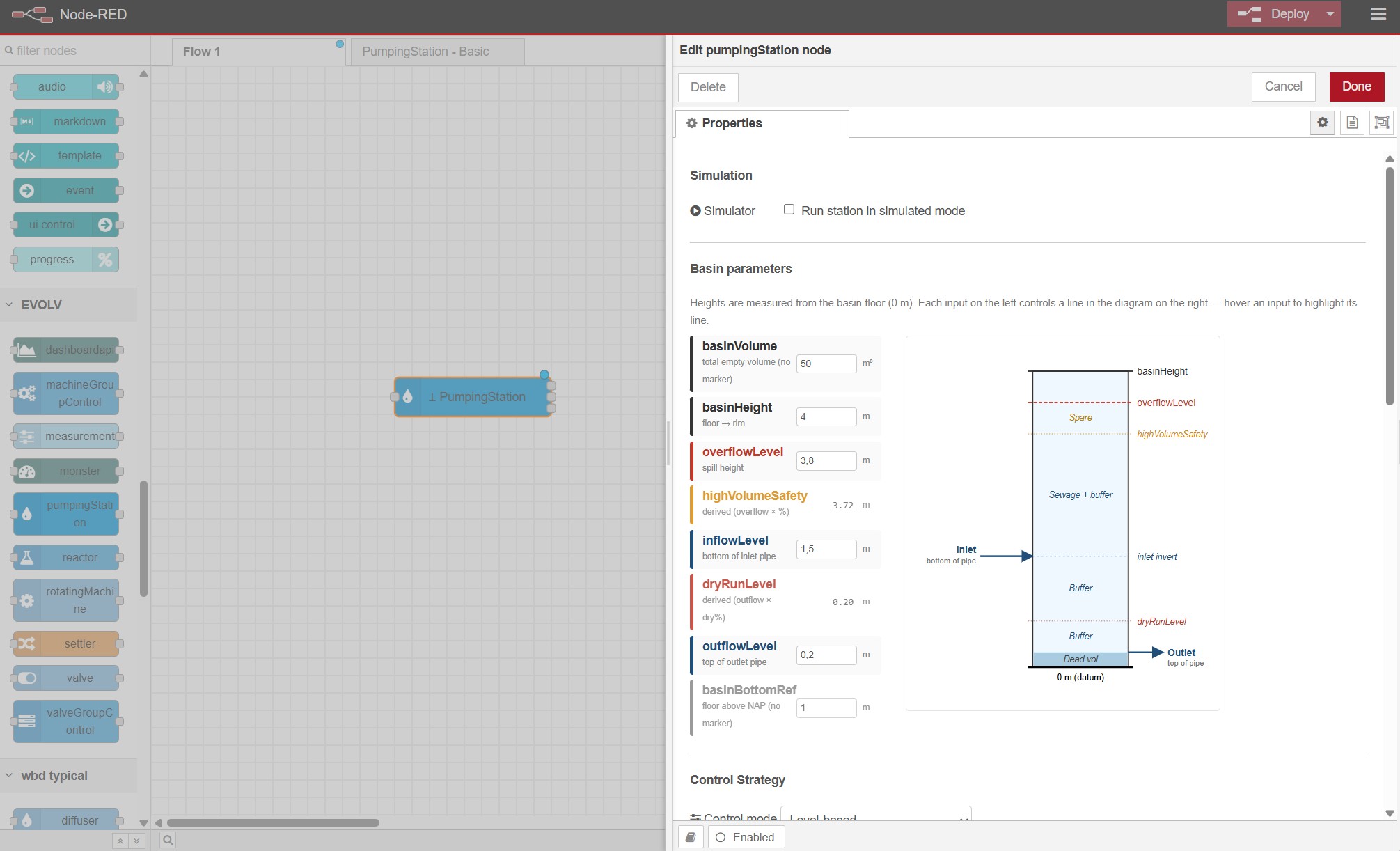 pumpingStation node and edit dialog